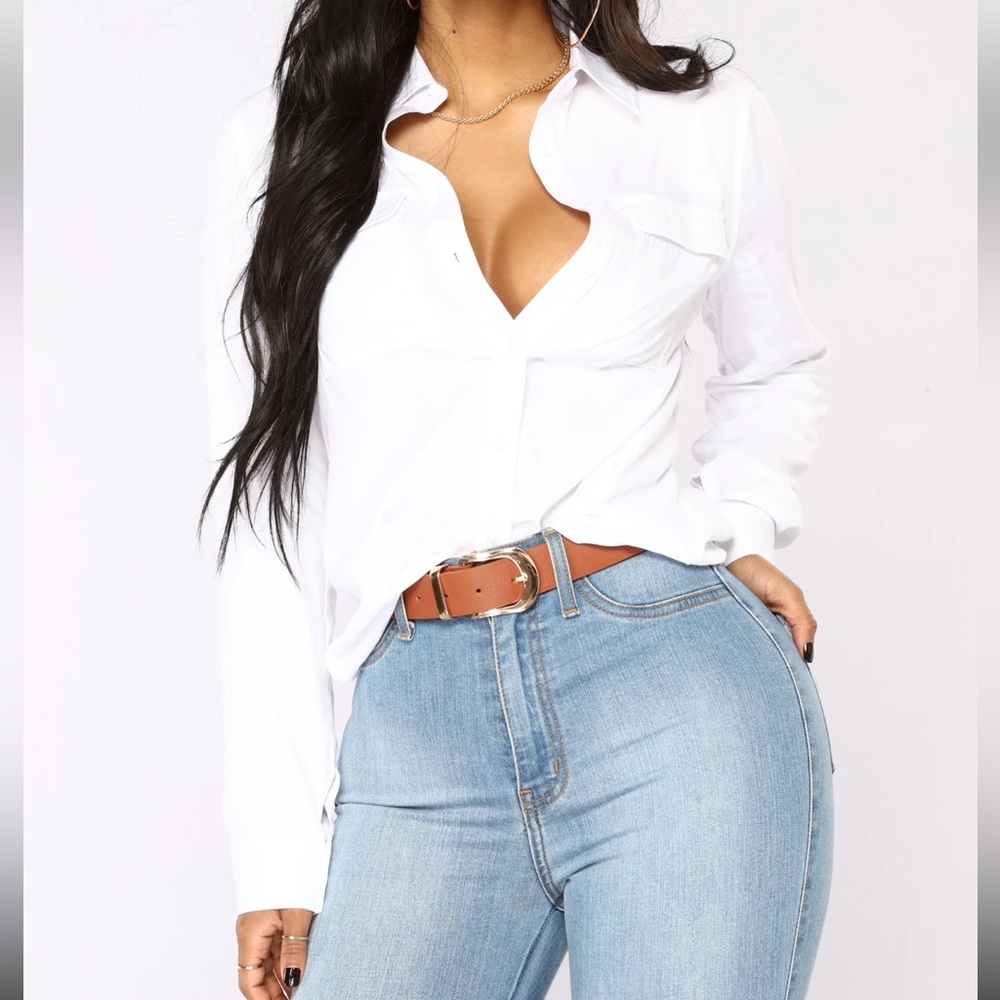 Nwt white button down long sleeve shirt